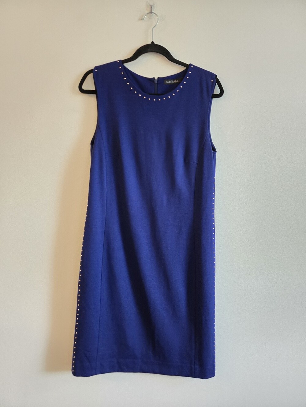 MARC CAIN I NWT N3 (M) Studded Sleeveless Jersey Midi Dress I royal blue